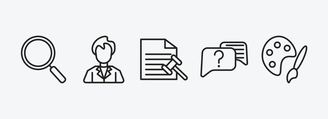 Poster - human resources outline icons set. human resources icons such as searching, employee, grievance, interview, art vector. can be used web and mobile.