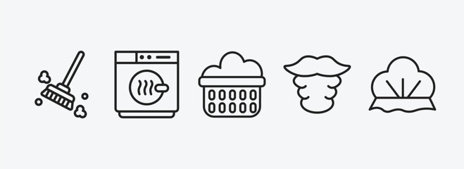 Poster - hygiene outline icons set. hygiene icons such as dust cleaning, dryer, laundry basket, beardy, showe