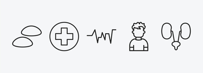 Poster - health and medical outline icons set. health and medical icons such as breast implant, medical, beat, boy, urology vector. can be used web and mobile.