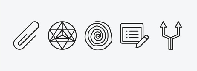 Poster - geometry outline icons set. geometry icons such as attach, metatron cube, spiral, properties, parallel vector. can be used web and mobile.