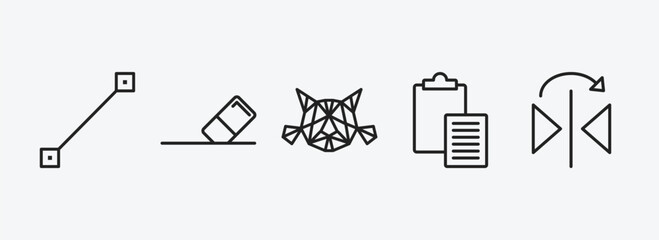 Poster - geometric figure outline icons set. geometric figure icons such as lengthen, erase, polygonal cat, paste clipboard, mirror horizontally vector. can be used web and mobile.