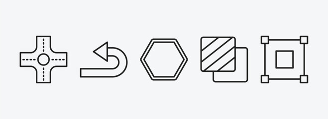 Poster - geometric figure outline icons set. geometric figure icons such as intersection, undo, octagon, foreground, bounding box vector. can be used web and mobile.