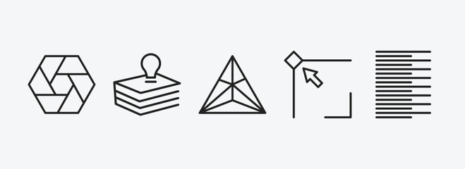 Poster - geometric figure outline icons set. geometric figure icons such as polygonal hexagon, base, triangle, edit corner, left alignment vector. can be used web and mobile.