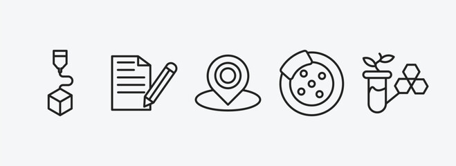 Poster - general outline icons set. general icons such as 3d printing, copywriting, coordinate, disk brake, bio technology vector. can be used web and mobile.