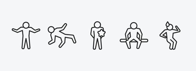 Poster - feelings outline icons set. feelings icons such as confident human, ecstatic human, better human, alone anxious vector. can be used web and mobile.