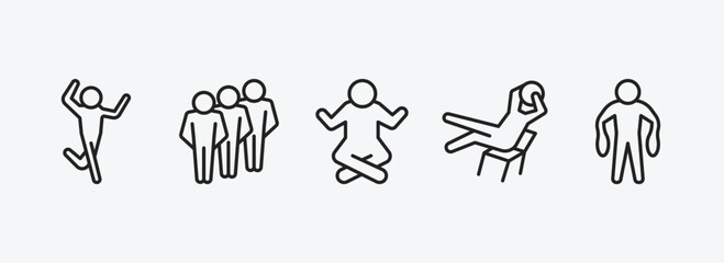 Poster - feelings outline icons set. feelings icons such as silly human, content human, relaxed human, lazy fantastic vector. can be used web and mobile.