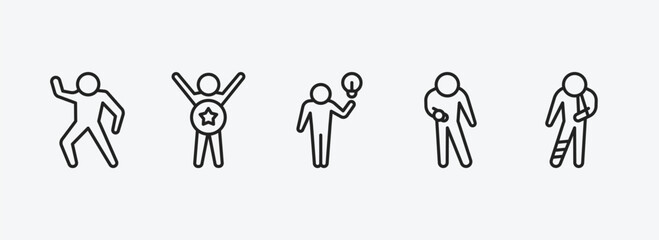 Poster - feelings outline icons set. feelings icons such as positive human, awesome human, inspired human, impatient hurt vector. can be used web and mobile.