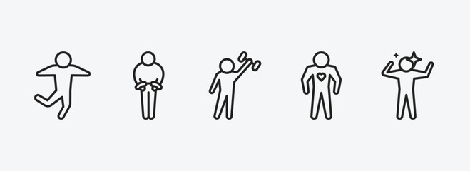 Poster - feelings outline icons set. feelings icons such as good human, guilty human, strong human, alive amazing vector. can be used web and mobile.