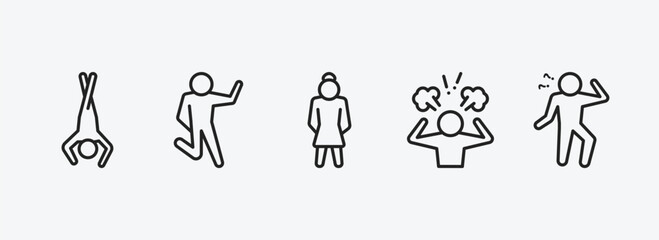 Poster - feelings outline icons set. feelings icons such as bored human, crappy human, beautiful human, pissed curious vector. can be used web and mobile.