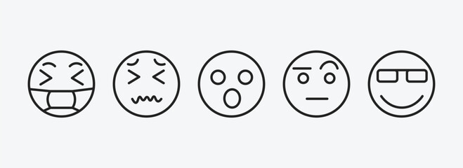 Poster - emoji outline icons set. emoji icons such as sick emoji, disgusted surprised sceptic cool vector. can be used web and mobile.