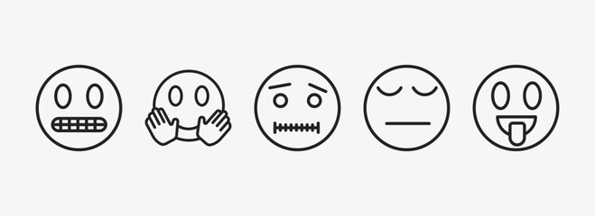 Poster - emoji outline icons set. emoji icons such as nervous emoji, hugging quiet pensive tongue vector. can be used web and mobile.