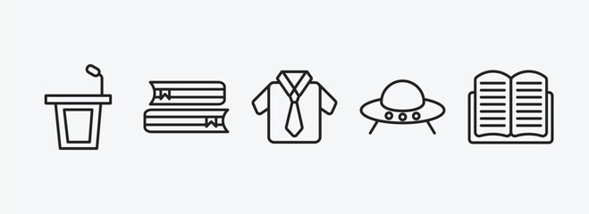 Poster - education outline icons set. education icons such as lectern, books couple, uniform, ufo, reading vector. can be used web and mobile.