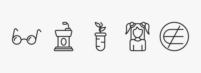 Poster - education outline icons set. education icons such as studying glasses, cell phone, plant sample, kid, is not an element of vector. can be used web and mobile.
