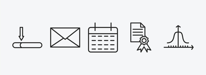 Poster - education outline icons set. education icons such as window scrolling medium, closed envelope, monthly calendar, sealed diploma, gaussian function vector. can be used web and mobile.