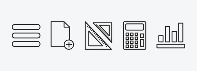 Poster - education collection. outline icons set. education collection. icons such as bars, new document, square school tool, small calculator, numbers vector. can be used web and mobile.