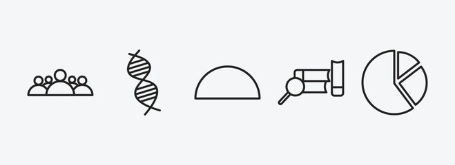 Poster - education outline icons set. education icons such as group of people, dna strand, semicircles, research with books, pie chart vector. can be used web and mobile.