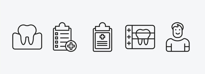 Poster - dentist outline icons set. dentist icons such as occlusal, medical list, health report, radiograph, healthy boy vector. can be used web and mobile.