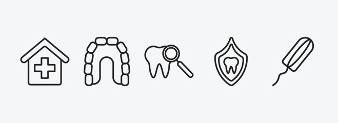 Poster - dentist outline icons set. dentist icons such as clinic, maxilla, check up, dental protection, tampo