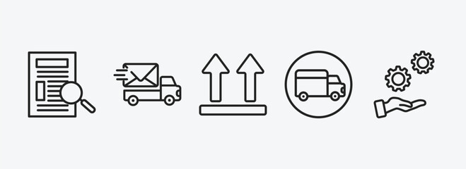Poster - delivery and logistic outline icons set. delivery and logistic icons such as waybill, express mail, side up, shipping, support vector. can be used web and mobile.