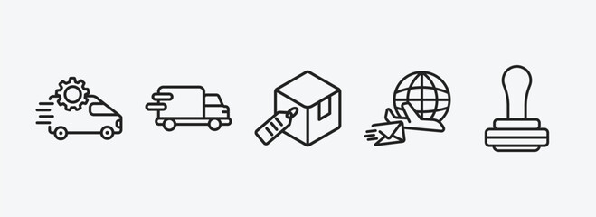Poster - drinks outline icons set. drinks icons such as delivery tings, delivery truck, delivery tag, air mai