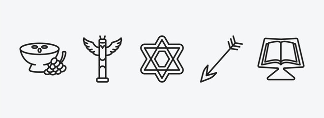 Wall Mural - cultures outline icons set. cultures icons such as ajoblanco, native american totem, david, native, quran book vector. can be used web and mobile.