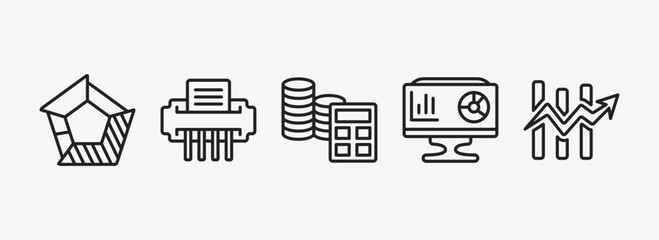 Poster - business and analytics outline icons set. business and analytics icons such as polygonal chart, shre