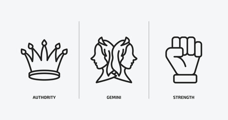Poster - zodiac outline icons set. zodiac icons such as authority, gemini, strength vector. can be used web and mobile.