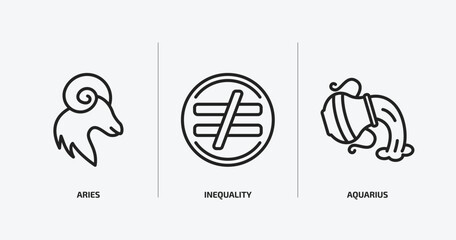 Poster - zodiac outline icons set. zodiac icons such as aries, inequality, aquarius vector. can be used web and mobile.