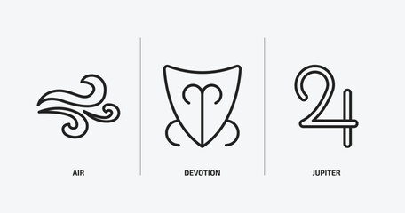 Poster - zodiac outline icons set. zodiac icons such as air, devotion, jupiter vector. can be used web and mobile.
