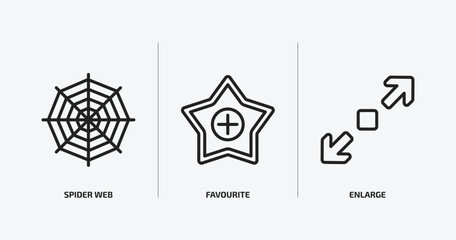 Poster - user interface outline icons set. user interface icons such as spider web, favourite, enlarge vector