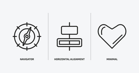 Poster - user interface collection. outline icons set. user interface collection. icons such as navigator, horizontal alignment, minimal vector. can be used web and mobile.