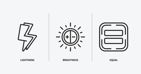 Poster - user interface outline icons set. user interface icons such as lightining, brightness, equal vector. can be used web and mobile.