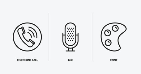Poster - user interface outline icons set. user interface icons such as telephone call, mic, paint vector. can be used web and mobile.