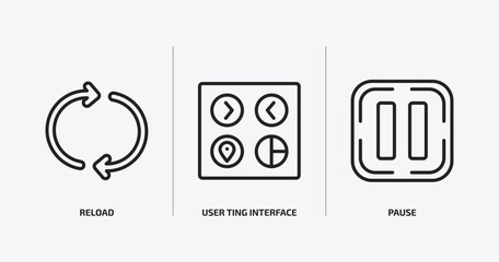 Poster - user interface outline icons set. user interface icons such as reload, user ting interface, pause vector. can be used web and mobile.