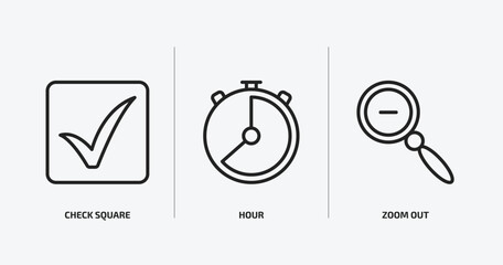 Poster - user interface outline icons set. user interface icons such as check square, hour, zoom out vector. can be used web and mobile.