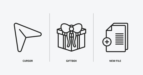 Poster - user interface outline icons set. user interface icons such as cursor, giftbox, new file vector. can be used web and mobile.