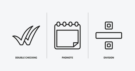 Poster - user interface outline icons set. user interface icons such as double checking, padnote, division ve