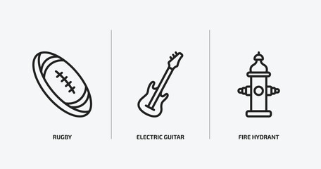 Aufkleber - united states of america outline icons set. united states of america icons such as rugby, electric guitar, fire hydrant vector. can be used web and mobile.