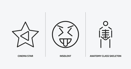 Poster - user interface outline icons set. user interface icons such as cinema star, insolent, anatomy class skeleton vector. can be used web and mobile.