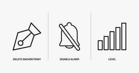 Poster - user interface outline icons set. user interface icons such as delete anchor point, disable alarm, level vector. can be used web and mobile.