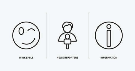 Poster - user interface outline icons set. user interface icons such as wink smile, news reporters, information vector. can be used web and mobile.