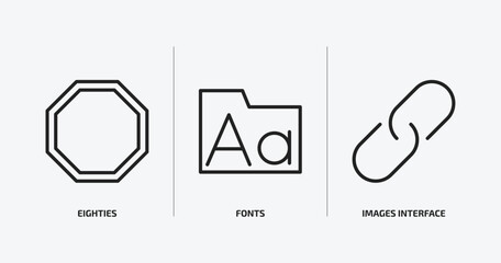 Poster - user interface outline icons set. user interface icons such as eighties, fonts, images interface vector. can be used web and mobile.