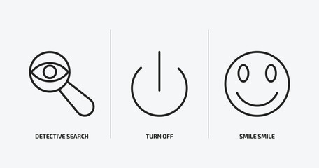 Poster - user interface outline icons set. user interface icons such as detective search, turn off, smile smile vector. can be used web and mobile.