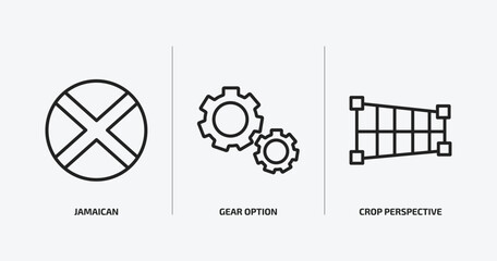 Poster - user interface outline icons set. user interface icons such as jamaican, gear option, crop perspective vector. can be used web and mobile.