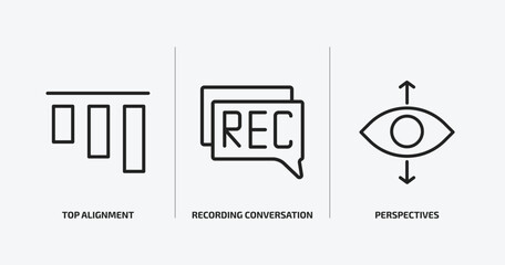 Poster - user interface outline icons set. user interface icons such as top alignment, recording conversation, perspectives vector. can be used web and mobile.