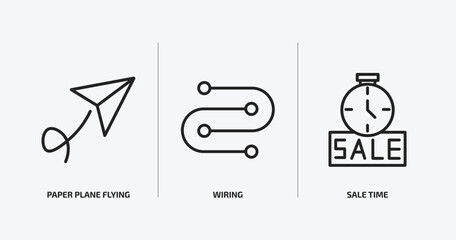 Poster - user interface outline icons set. user interface icons such as paper plane flying, wiring, sale time