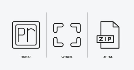 Poster - user interface outline icons set. user interface icons such as premier, corners, zip file vector. can be used web and mobile.