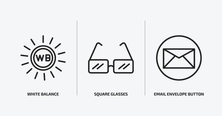 Poster - user interface outline icons set. user interface icons such as white balance, square glasses, email envelope button vector. can be used web and mobile.
