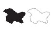 Jammu and Kashmir map vector silhouette isolated on white. One of the states of India.
