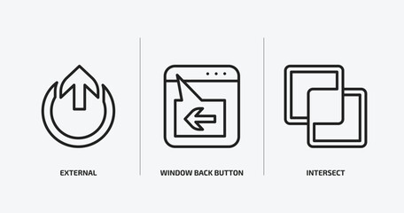 Poster - user interface outline icons set. user interface icons such as external, window back button, intersect vector. can be used web and mobile.